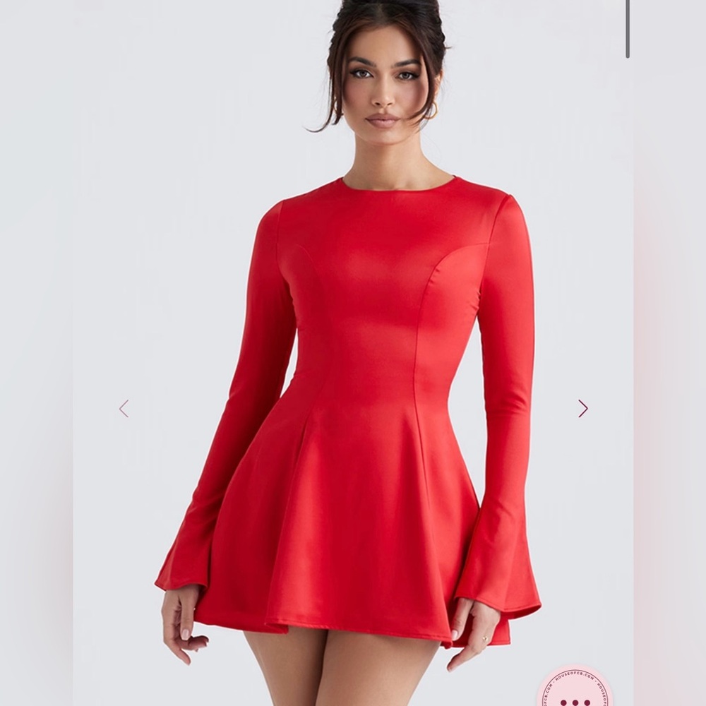 House of CB Sacha Satin Mini Dress in Red Size XL - Picture 4 of 13